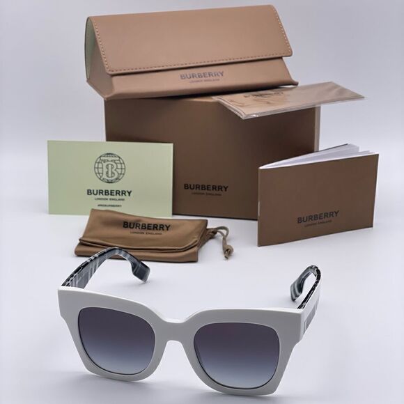 BRAND NEW BURBERRY BE4364 Kitty 39958G White/Gray Gradient Woman Sunglasses - Picture 9 of 10